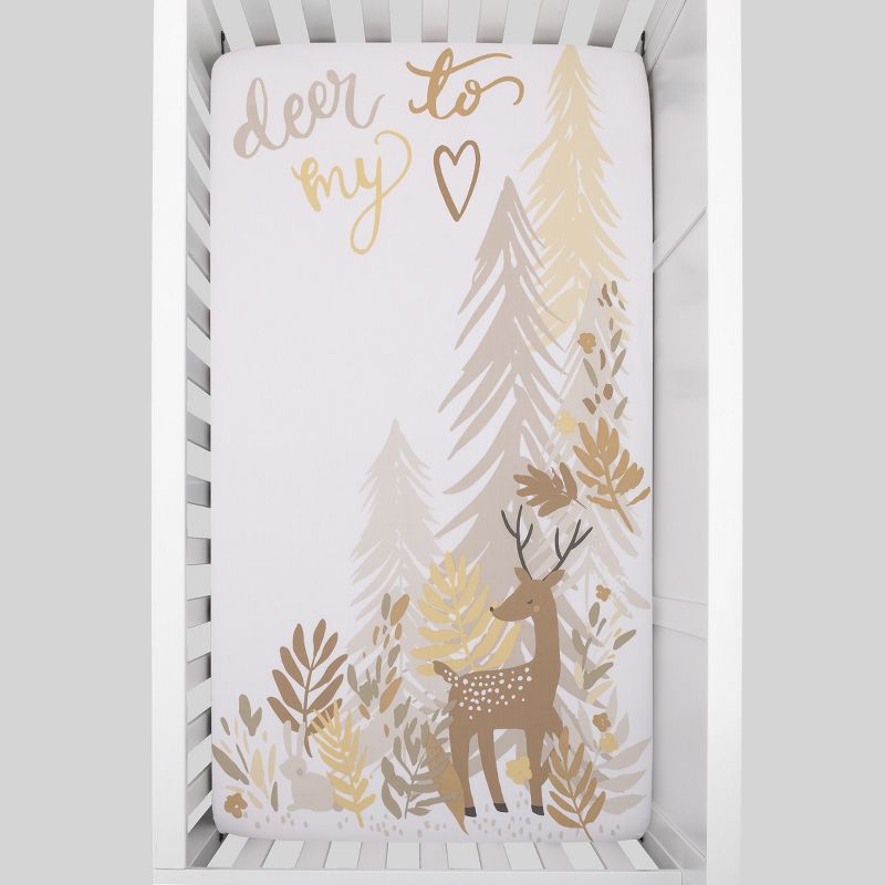 NoJo Deer To My Heart Tan, Brown and White Tree Leaf 100% Cotton Photo Op Fitted Crib Sheet, 3 of 5