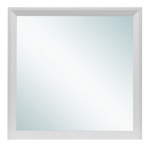 FONTOI Primo Wall Mirror with White Wood Veneer Frame, Contemporary Square Mirror Designed to Mount to Dresser or Bedroom, White, 36"*2"*36" - 1 of 4