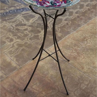 Hourglass Shaped Black Metal Bird Bath Stand