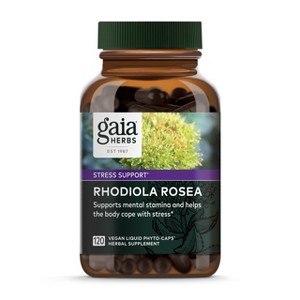 Gaia Herbs Rhodiola Rosea - Stress Support Supplement - With Siberian Rhodiola Root Extract* - 120 Vegan Liquid Phyto-Capsules (60-Day Supply) - 1 of 4
