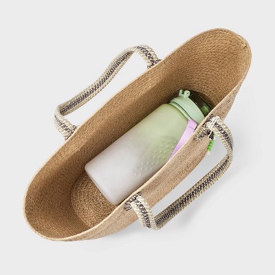 Universal Thread Straw Large Tote Bag with Fish Charm - Universal Thread™ Natural/Brown — фото 3