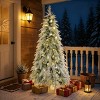 TopComfy Christmas Tree Stands 5FT Pre Lit Spruce Snow Flocked Christmas Tree Artificial Hinged Xmas Tree for Dinning Room, Green, 39.25"*11"*10.1" - 2 of 4