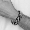 Black Bow Jewelry 26mm Stainless Steel & Black Leather Triple Row Bracelet, 8.75 Inch - 4 of 4