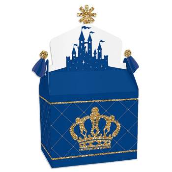Big Dot of Happiness Royal Prince Charming - Treat Box Party Favors - Baby Shower or Birthday Party Goodie Gable Boxes - Set of 12