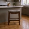 HomeRoots 26" Gray and Brown Fabric and Solid Wood Backless Counter Height Bar Chair - 2 of 4
