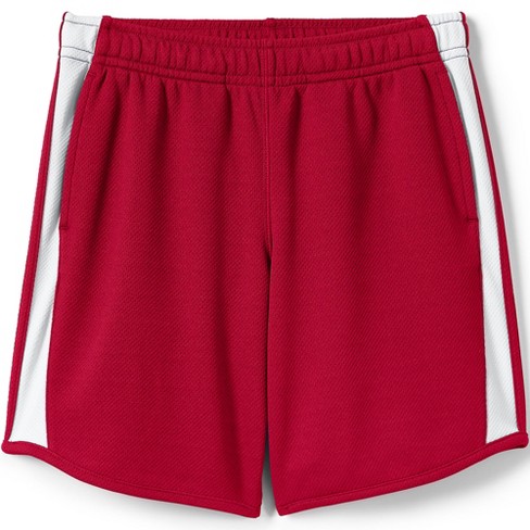 Lands' End School Uniform Kids Mesh Athletic Gym Shorts - Medium - Red