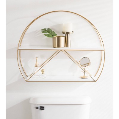 White and Gold Mid-Century Modern Wall Shelf
