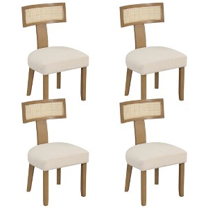Tangkula Set of 4 Dining Chairs Armless Side Chairs w/ Curved Rattan Backrest for Kitchens - 1 of 4
