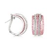 Ross-Simons 2.10 ct. t.w. Pink Sapphire and .27 ct. t.w. Diamond Highway Earrings in 2-Tone Sterlng Silver - 3 of 4