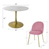 Harris+Nano 5-Piece Round-Shaped Dining Table Set With 4 Tufted Velvet Upholstered Chairs Gold Legs -Maison Boucle - 3 of 4