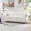 VYNXARIA 84.65 inch Rolled Arm Chesterfield 3 Seater Sofa,White + Polyester - 3 of 4
