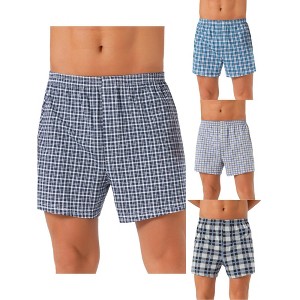 INSPIRE CHIC Men's 3 Pack Classic Plaid Pattern Boxer Shorts - 1 of 4