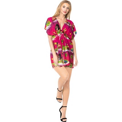 LA LEELA Women's Mini Loose Swimwear Dress Beach Cover Up Beachwear Tunics Swim