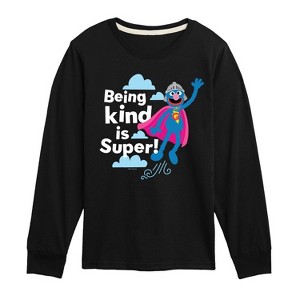 Boys' - Sesame Street - Grover Kind Is Super Long Sleeve Graphic T-Shirt - 1 of 3