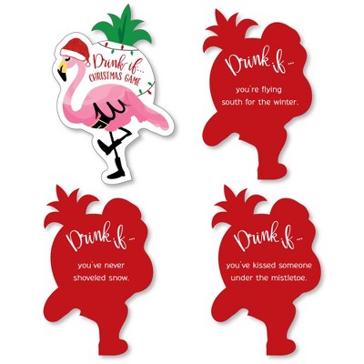 Big Dot of Happiness Drink If Game - Flamingle Bells - Tropical Flamingo Christmas Party Game - 24 Count