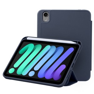 Vena For Apple iPad Mini 7 Case with Pencil Holder, iPad Mini 6 Case Cover with Slim Trifold Stand, iPad Mini A17 Pro Case Cover, Blue - 1 of 4