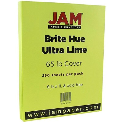 JAM Paper Colored 65lb Cardstock 8.5 x 11 Coverstock Ultra Lime Green 104067B