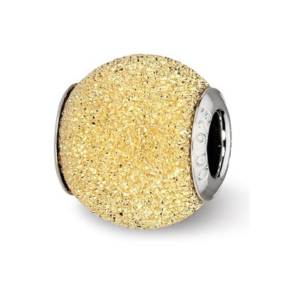 Black Bow Jewelry Sterling Silver and 14k Yellow Gold Plated Laser Cut Bead Charm