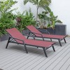 LeisureMod Marlin Patio Chaise Lounge Chair With Armrests in Black Aluminum Frame Set of 2 - 4 of 4