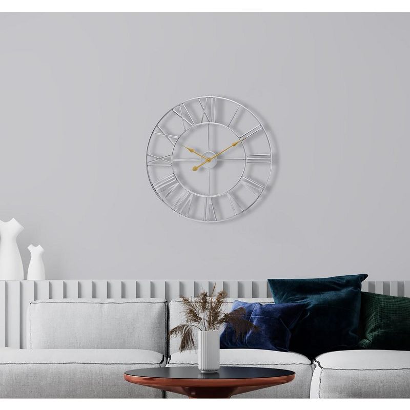 Sorbus Large Wall Clock for Living Room Decor - Roman Numeral Wall Clock for Kitchen - 16 inch Wall Clock Decorative (Silver), 2 of 7