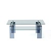 Sapphtopaz Modern Coffee Table with Glass Top 2-Layer Rectangular Glass Center Table Dining Table for Living Room, Living Room Furniture - 4 of 4