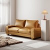 Elegant Faux Leather Sofa with Side Pockets and Comfortable Cushions - 3 of 4
