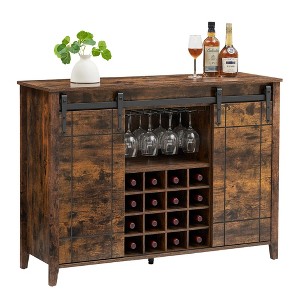 homfan Farmhouse Buffet Cabinet with Sliding Barn Door, Rustic Sideboard, Farmhouse Sideboard with Adjustable Shelf for for Dining Room, Kitchen - 1 of 4