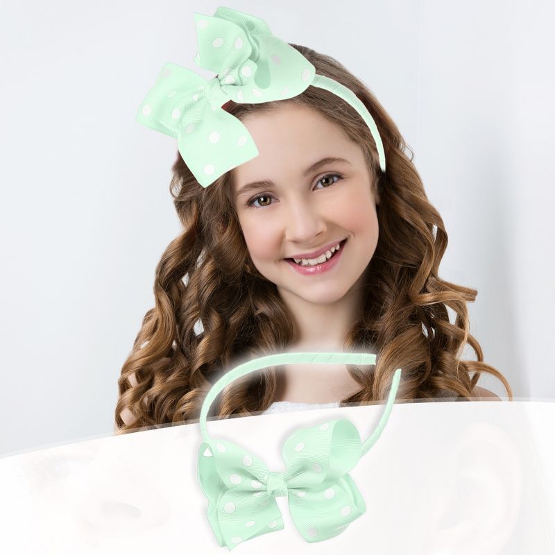 Unique Bargains Polka Dot Bow Headband Fashion Cute Polyester Hairband for Teenager 6.7x4.7 Inch, 2 of 7