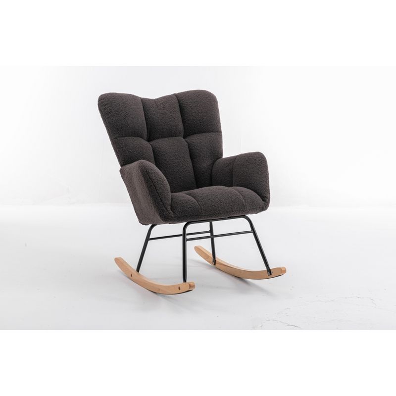 Epping Nursery Rocking Chair,Teddy Swivel Accent Chair,Upholstered Glider Rocker Rocking Accent Chair,Wingback Rocking Chairs-Maison Boucle, 4 of 11