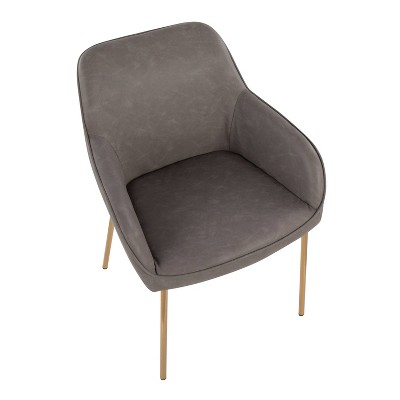 Daniella Gold Steel and Gray Faux Leather Dining Chairs, Set of 2