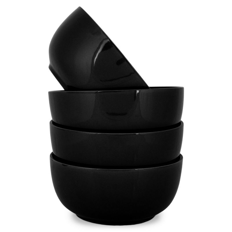 Elanze Designs Bistro Glossy Ceramic 6.5 inch Soup Bowls Set of 4, Black, 1 of 7