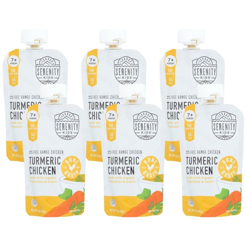 Serenity Kids Turmeric Chicken With Bone Broth Puree 7+ Months - Case of 6/3.5 oz, 1 of 7