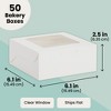 Juvale 50 Pack 6x6 Bakery Boxes with Window for Desserts, Treat Containers for Cupcakes, Pastries, Cookies (White) - 4 of 4