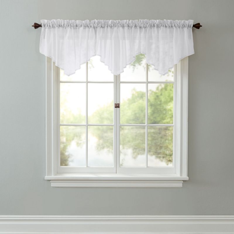 BrylaneHome  Sheer Voile Ascot Valance Window Curtain, 1 of 2