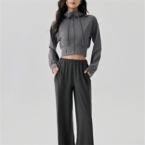 Clotth Women's Yoga Jacket - Short-Length Hooded Sweatshirt with Adjustable Drawstring, Long Sleeve for Fitness and Outdoor Sports - 1 of 4