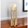 HomeRoots 16" Gold Distressed Aluminum Geometric Tabletop Pillar Candle Holder - 2 of 4