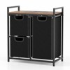 Costway Laundry Basket Organizer Freestanding Dirty Clothes Hamper w/ Shelf & 3 Pull-Out Removable Bags for Laundry Room Bathroom Dorm - 2 of 4