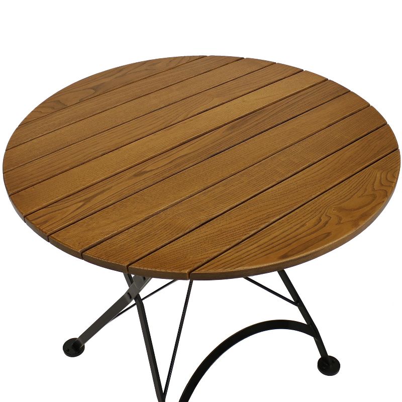 Sunnydaze Indoor/Outdoor Chestnut Wood Portable Folding Round Patio Bistro Table - 32" - Brown, 4 of 9