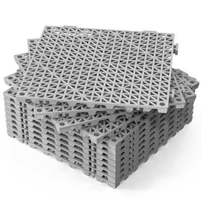ROVSUN Interlocking Drainage Mat, 12’’x12’’ Drainage Tiles Interlocking, Soft PVC Floor Tiles, Non-Slip Drainage Holes