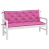 vidaXL Comfortable Outdoor Garden Bench Cushions Set - Pink, 59.1"x19.7"x2.8", Polyester Fabric - 3 of 4