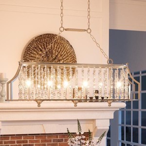 Urban Ambiance Luxury Mediterranean Island/Linear Chandelier,  13.75"H x 38"W,  Antique Silver Finish, UHP2251 - 1 of 4
