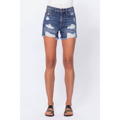Women's Frayed Hem Distressed Denim Shorts - sneak peek