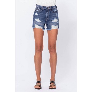 Women's Frayed Hem Distressed Denim Shorts - sneak peek - 1 of 4