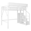 Sapphtopaz Loft Bed with Stairs & Storage Shelves Metal Queen Loft Bed with Guardrails & Wardrobe for Kids,Teen Bed Frame for Bedroom - 3 of 4