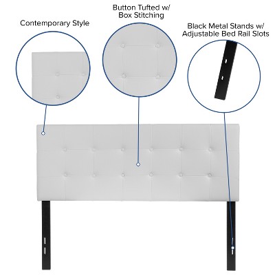 Emily White Faux Leather Tufted Full Headboard