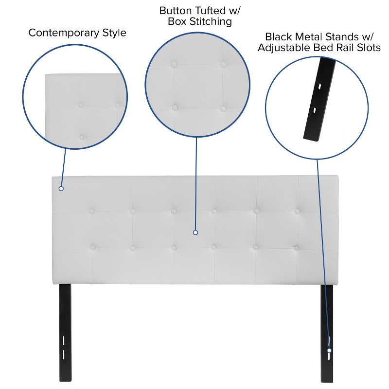 Flash Furniture Lennox Tufted Upholstered Full Size Headboard in White Vinyl, 5 of 10