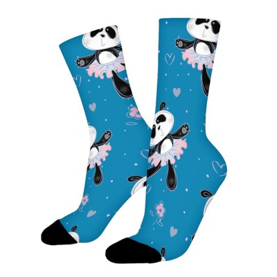 Pandas Ballerinas Dance Women Printed Crew Socks Funny Funky Socks Soft Polyester Novelty Gifts for Artists Men