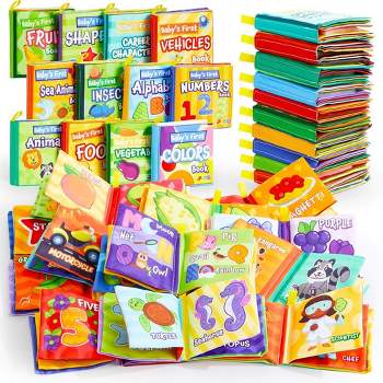 Syncfun 12 Pcs Bath Books, Nontoxic Fabric Soft Crinkly Cloth Books, Waterproof Bathtub Pool Toys for Infant Newborn Baby Toddlers Kids Birthday Gifts