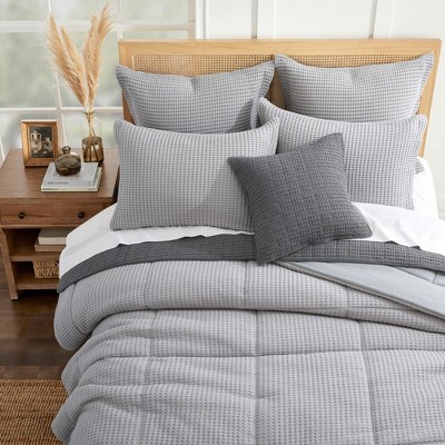 Twin Grey Pewter Cotton Waffle Comforter Set