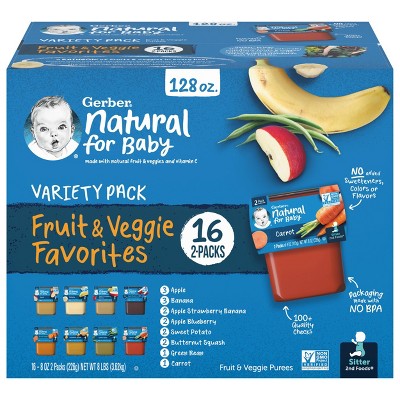 Gerber Sitter 2nd Foods 16pk Fruit & Veggie Baby Food Variety Pack - 128oz